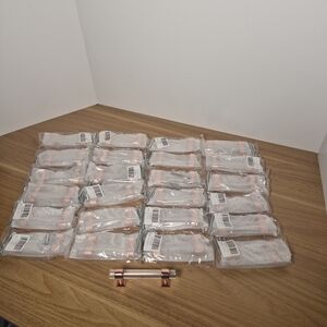 Set of 25 NEW Acrylic & Rose Gold Cabinet Pulls - 4" Hole Center - Luxe Home